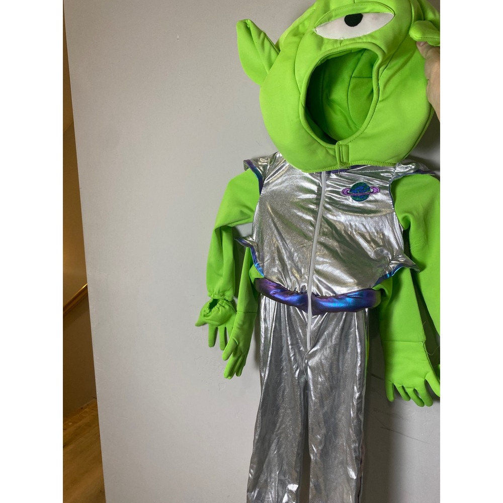 Disney Toy Story Little Green Man Alien Costume Kids 4T Metallic Silver Jumpsuit